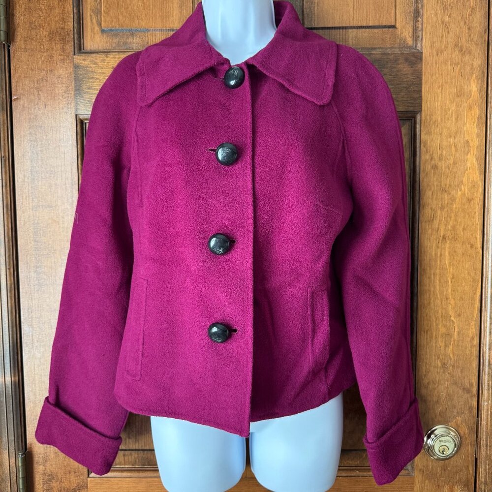 Charter Club Fuchsia Wool Blend Button Jacket Size 8